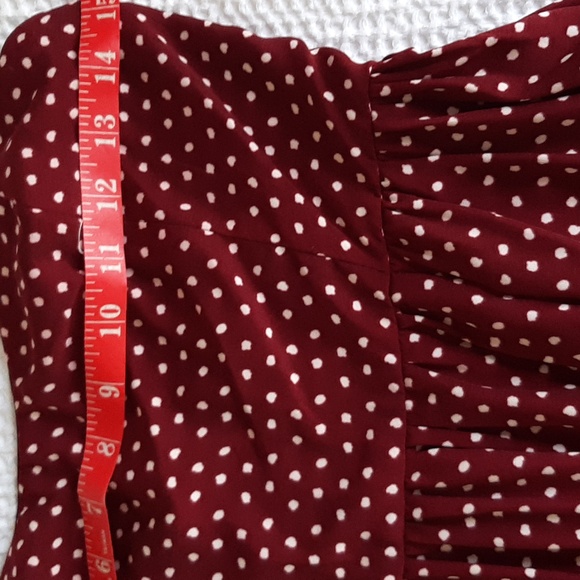 By Together Burgundy Strapless Polka-Dot Fit n Flare Midi Small - Picture 4 of 6
